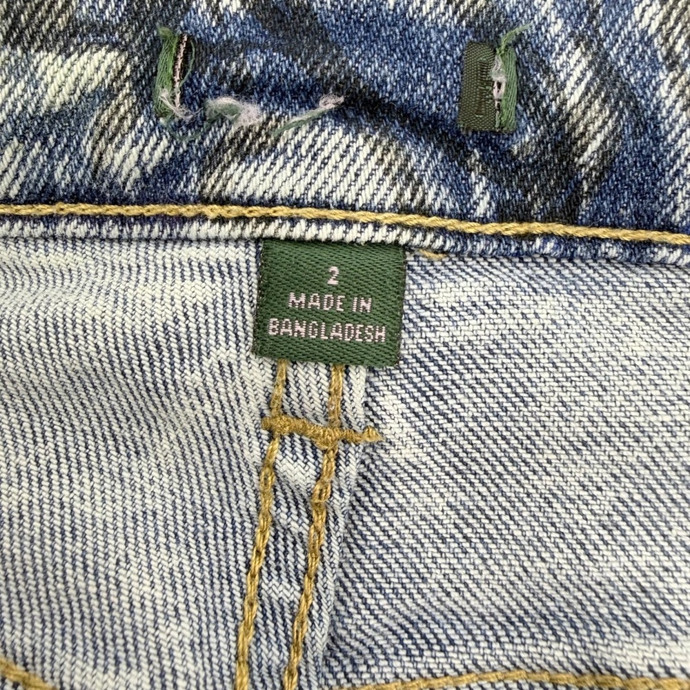 Upcycled Thrashed Denim Skirt Asymmetrical Raw Hem Patchwork Grunge Y2K 2 Punk - Picture 3 of 7